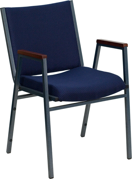 stackable chair with armrest