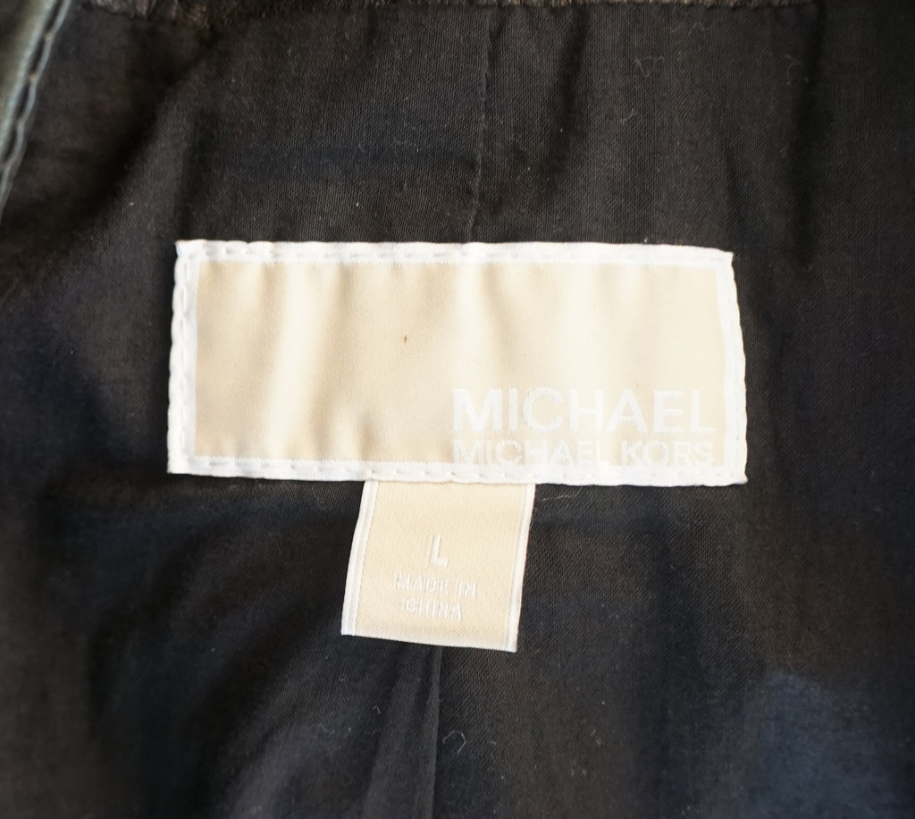 michael kors patch pocket leather jacket