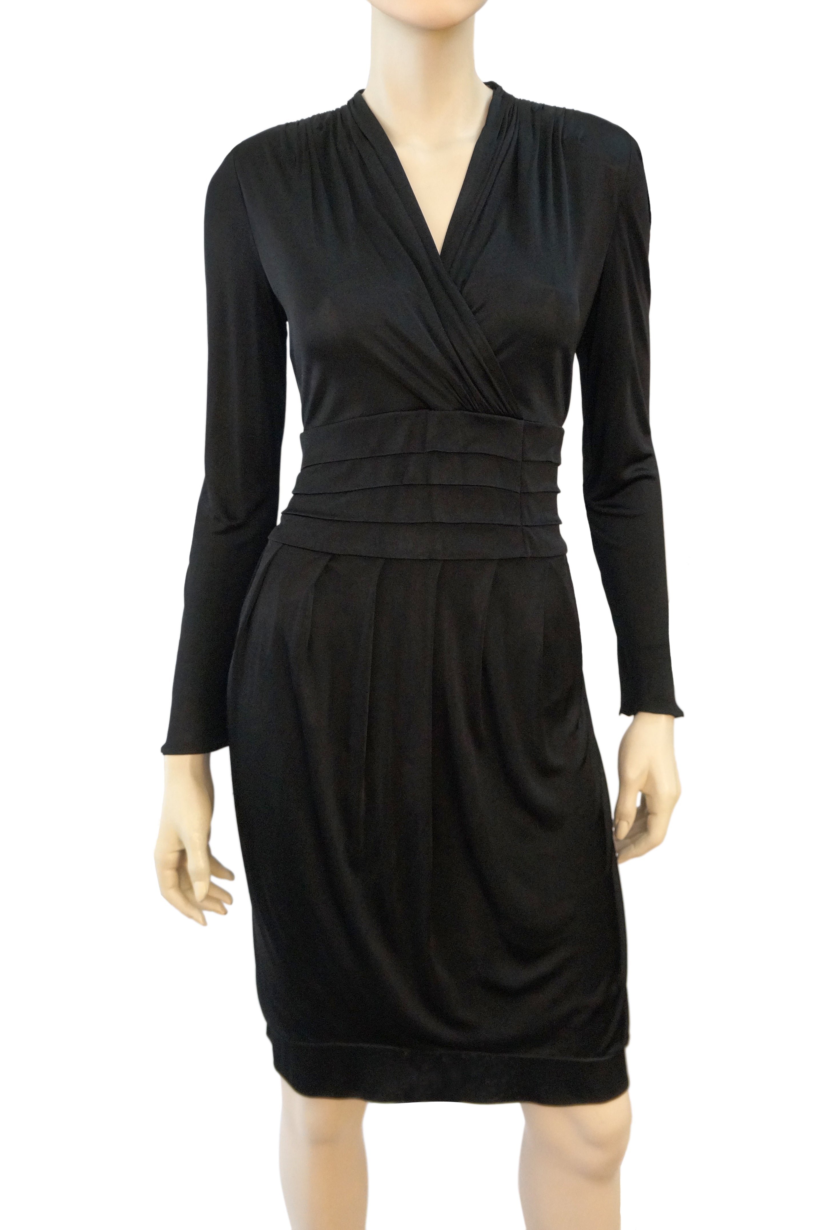 black jersey wrap dress long sleeve