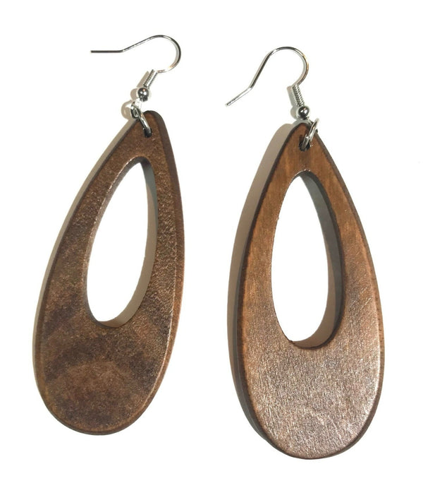 Wooden Oval Earrings - Large
