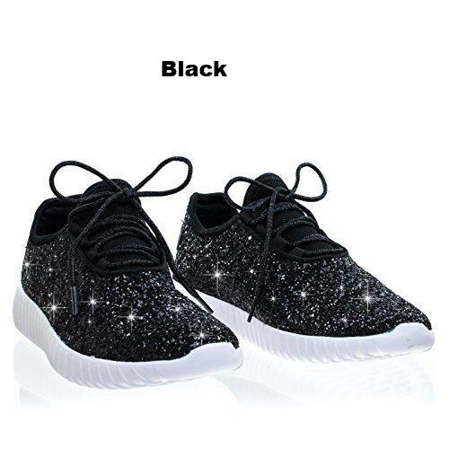 glitter tennis shoes black