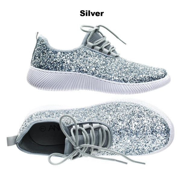 silver sparkly tennis shoes