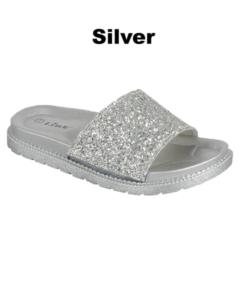 Glitter Slide Sandals - Women – Gabskia