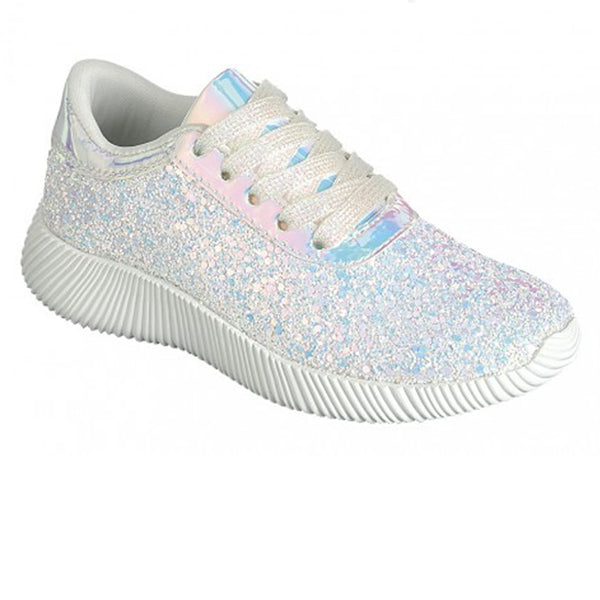 white sparkly tennis shoes