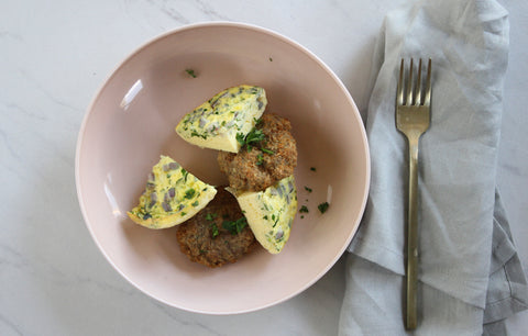 Zucchini Frittata with Apple Fennel Pork Sausage