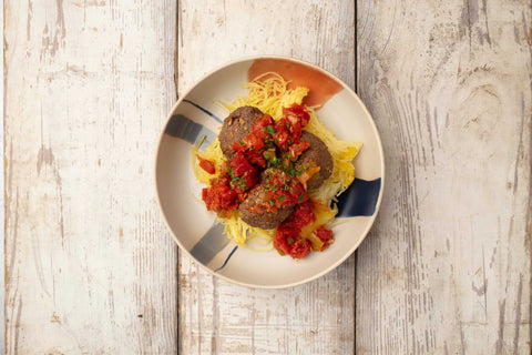 Meatball Shakshuka with Spaghetti Squash