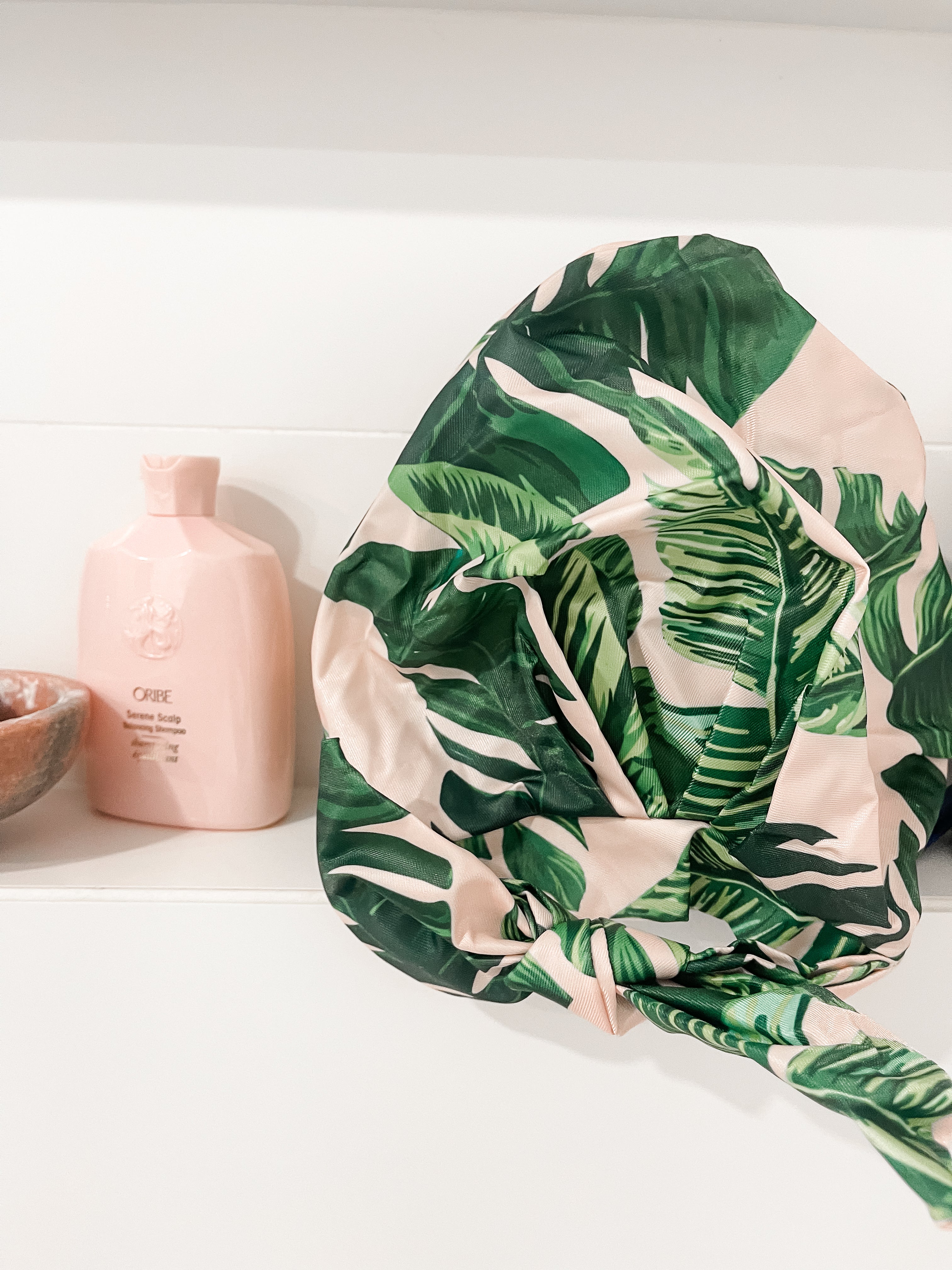 Shower Bonnet - Pink Monstera