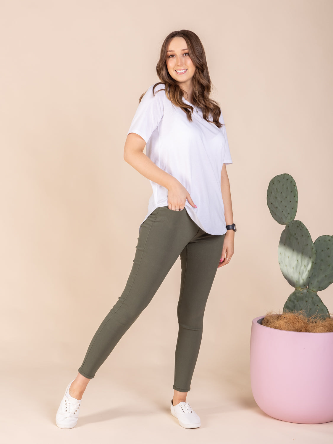 Fern Pants - Khaki Mid Rise