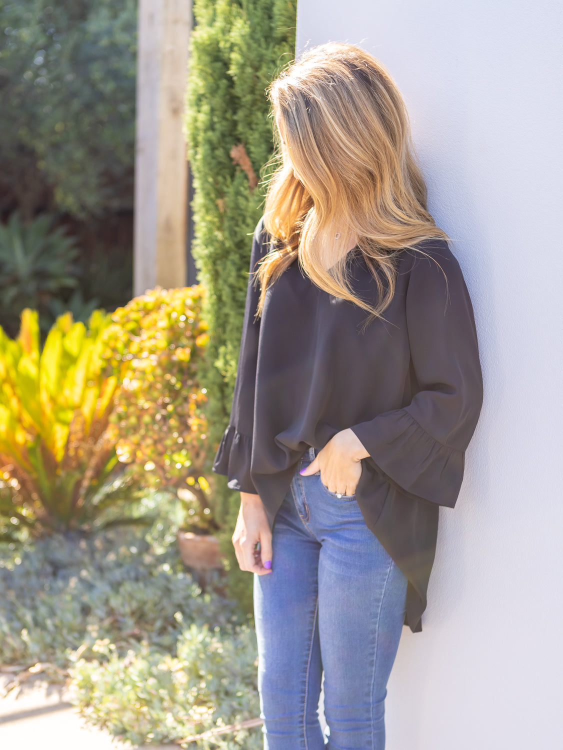 Adella V Neck Top - Black