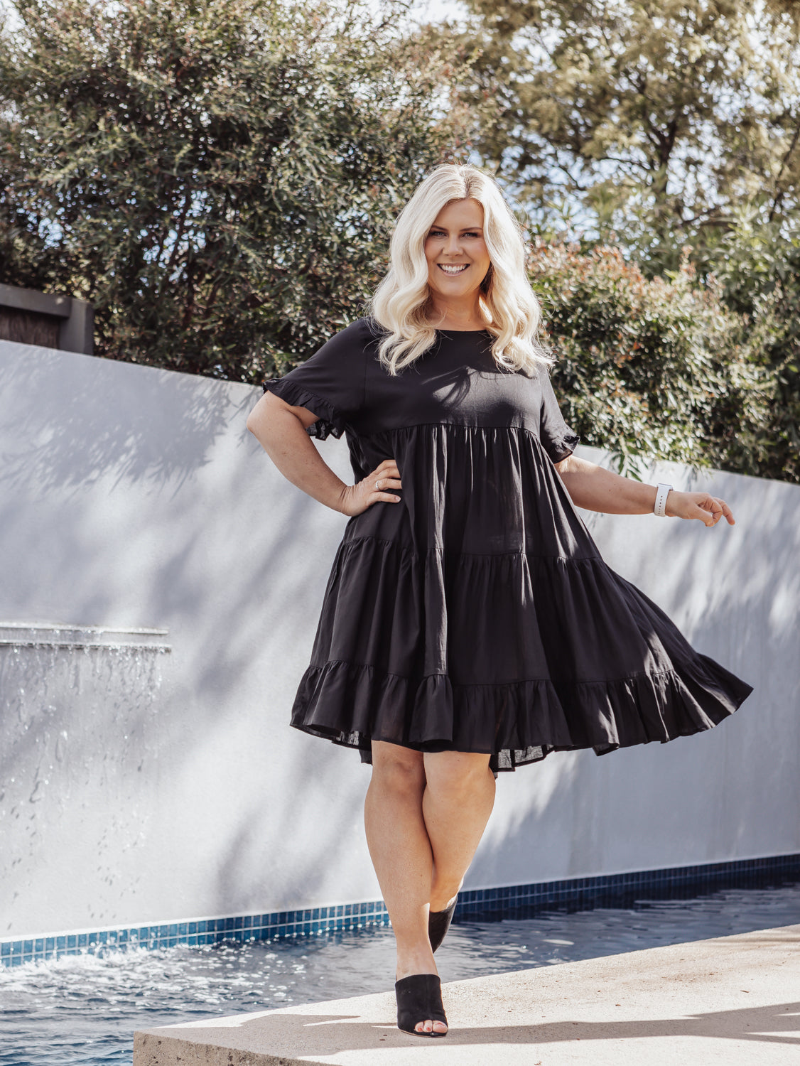 Cassandra Tiered Dress - Full Black