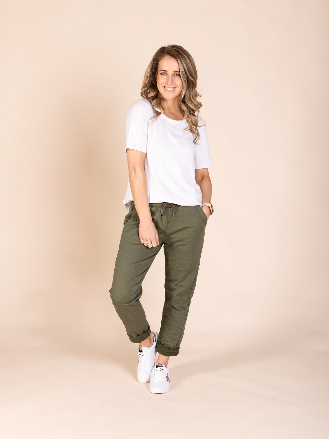 Riley Denim Jogger - Khaki – Evergreen Clothing