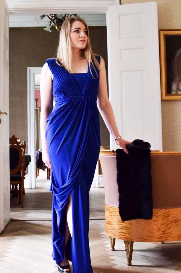 A'Dress Lang kjole koboltblå – SoeShops.dk