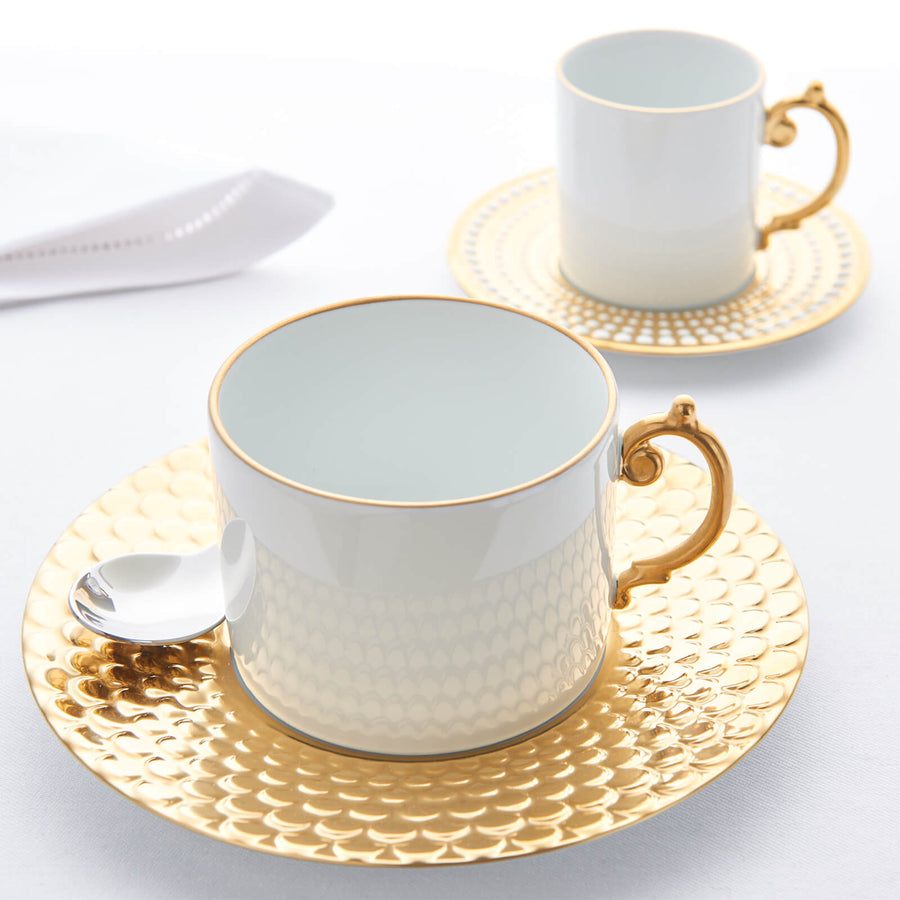 L'Objet Malachite Espresso Cup and Saucer Set - Green