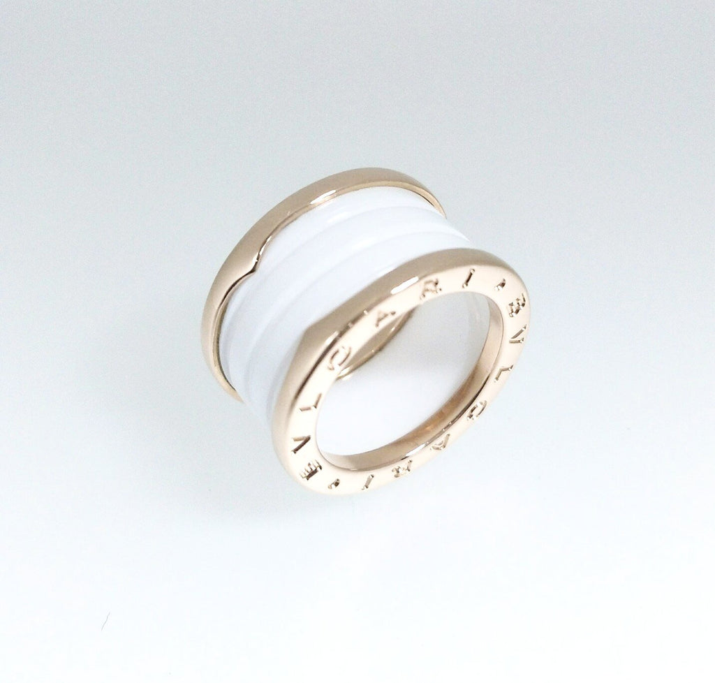 4-Band White Ceramic Rose Gold Ring 