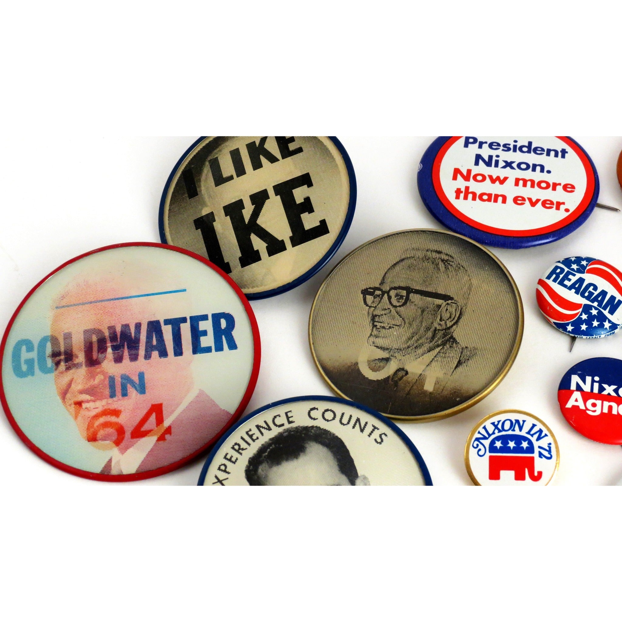 23 Vintage Political Campaign Buttons Eisenhower Nixon Goldwater Selective Salvage 6213