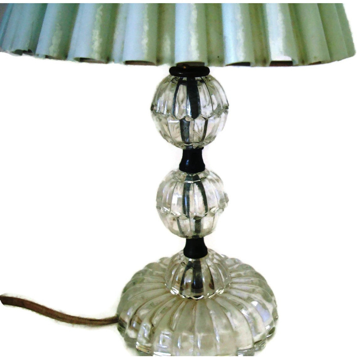 Vintage Glass Dresser Lamps Pair Cottage Style Decor C 1940s