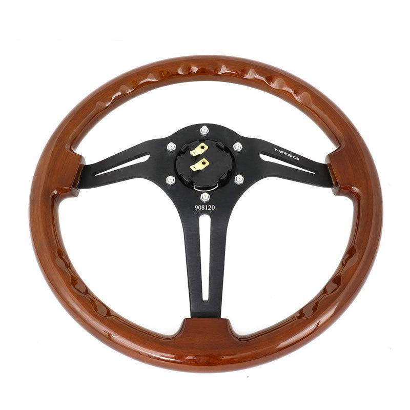 Nrg Rst 018br Bk Brown Woodblackslit Holes 3 Spoke Steering Wheel