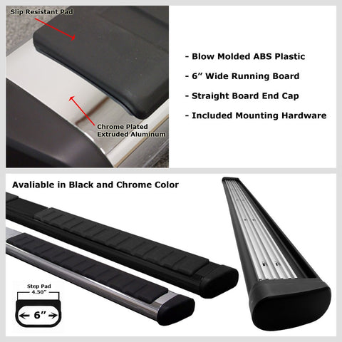 2x Black Universal Die-Cast Aluminum Side Step Nerf Bar for Truck