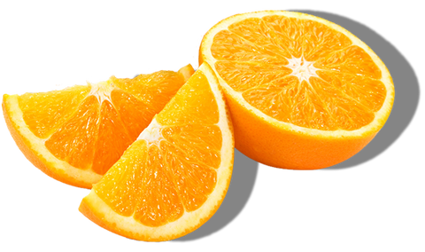 Slices of orange against a white background