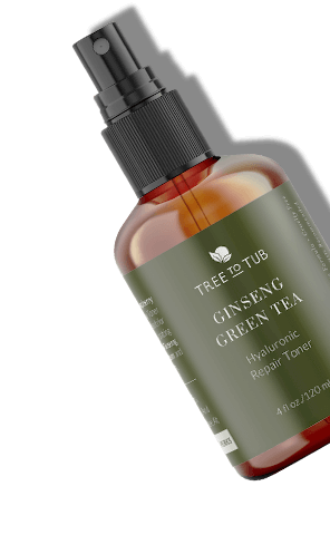 Slanted bottle of Ginseng Green Tea Anti Aging Hydration Toner with spray head