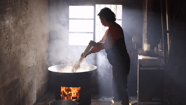 Woman making soapberry soap