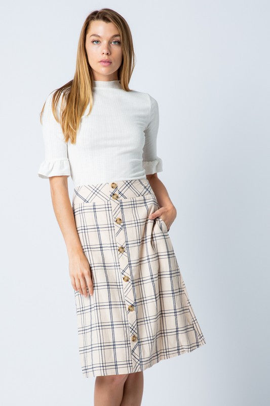 Button Down Plaid Skirt – Lace \u0026 Lilac