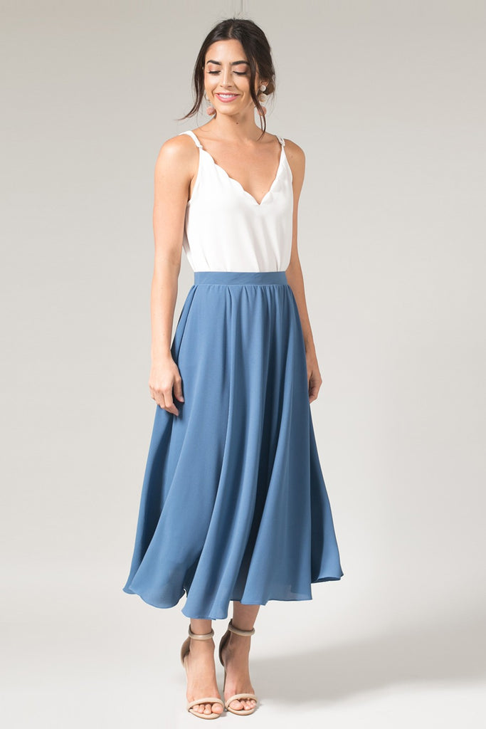 Wedding Bells Slate Blue Midi Skirt – Lace & Lilac