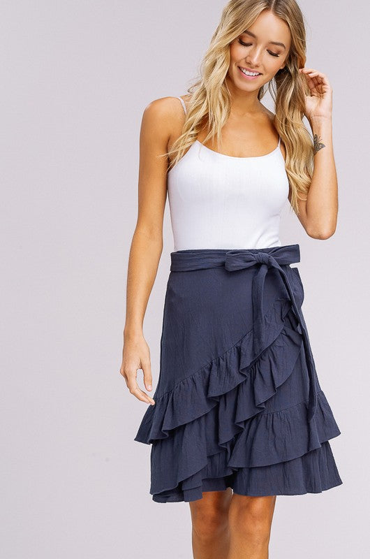 High Waisted Ruffle Skirt Lace And Lilac