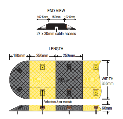 Barrier Group Slo-Motion Compliance Polyethylene Speed Hump dimensions