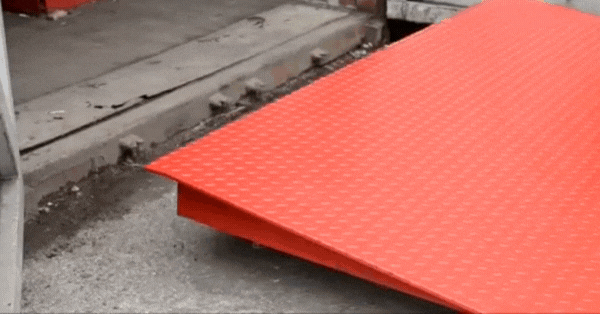 Positioning a container ramp to a shipping container