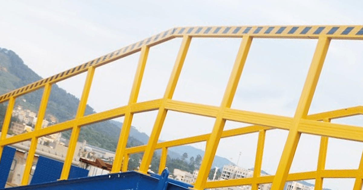 Yellow-painted-metal-handrail-of-yard-ramp