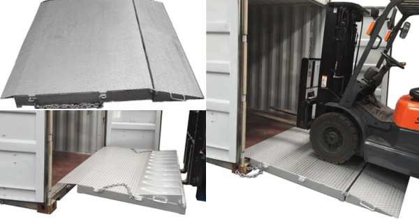 Fold out container ramp