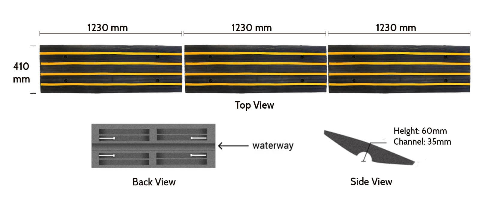 Heeve Driveway Rubber Kerb Ramp in 1.2m Sections Specifications