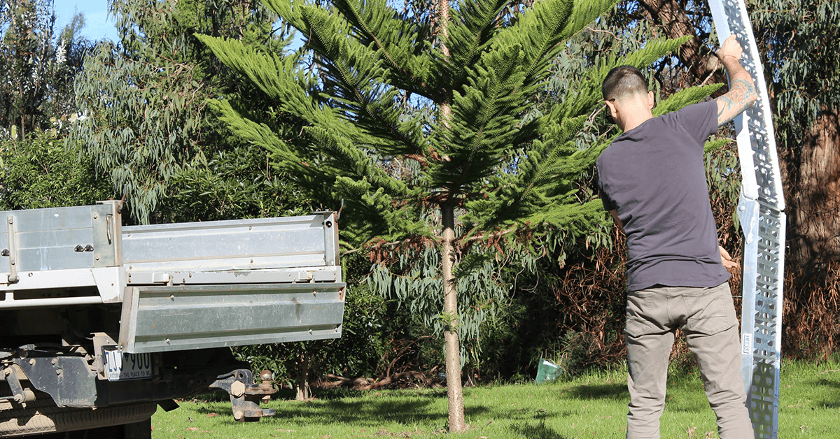 A man holding a ramp so light weight that he can assembly it alone