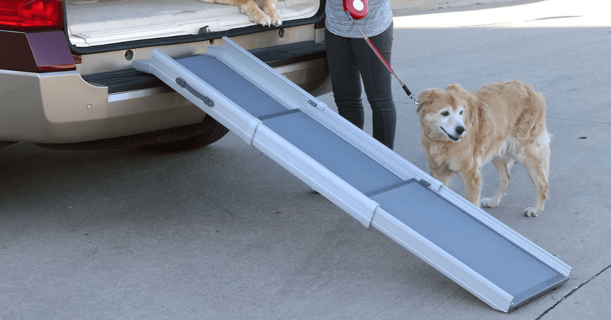 PetSafe Happy Ride Ultra-Compact Deluxe Tri-Scope 3-Part Telescopic Dog Ramps - Ramp Champ