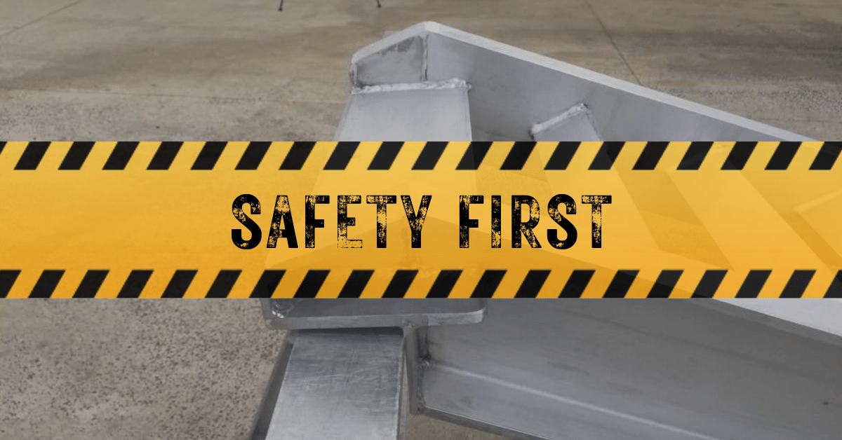 safety first banner over a loading ramp image