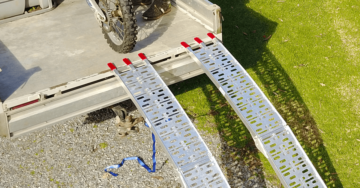 Two ramps installed on the truck showing the width of each ramp