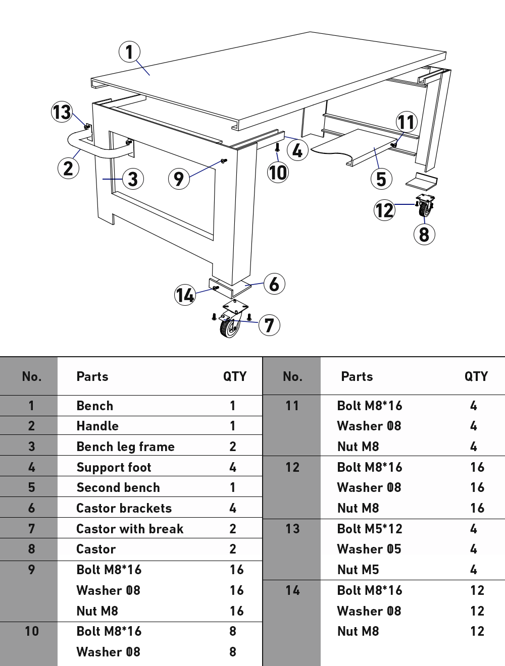 TradeQuip Heavy-Duty Enamelled Steel Portable Workbench