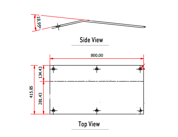 Dimensions of Side and Top Views of Barrier Group Steel Driveway Kerb Plate 415mm x 800mm - Galvanised