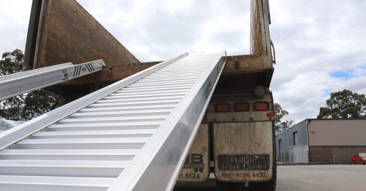 An aluminium ramp installed on ute