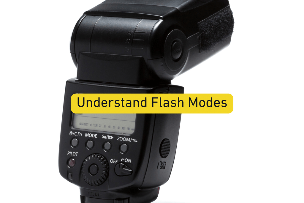photo of camera flash with Understand Flash Modes text overlay