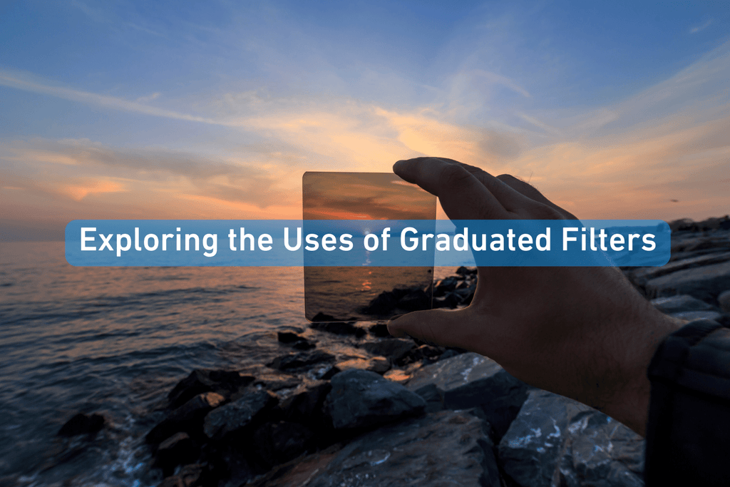 person holding a square graduated filter in front of a sun at the beach