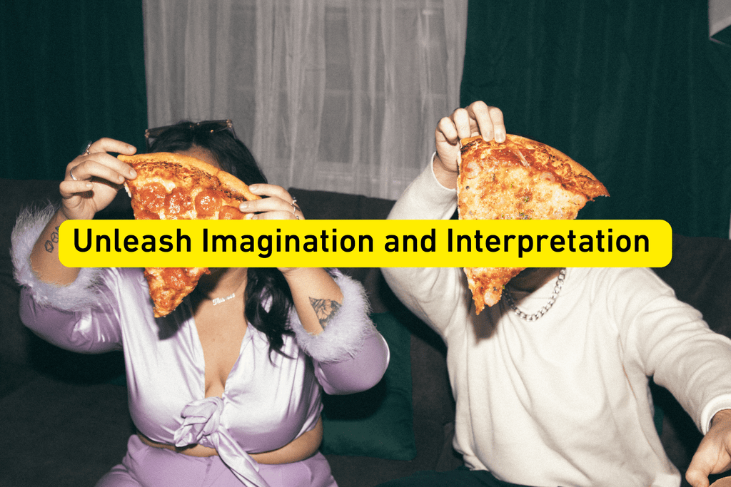 two people holding a slice of pizza in front of their faces