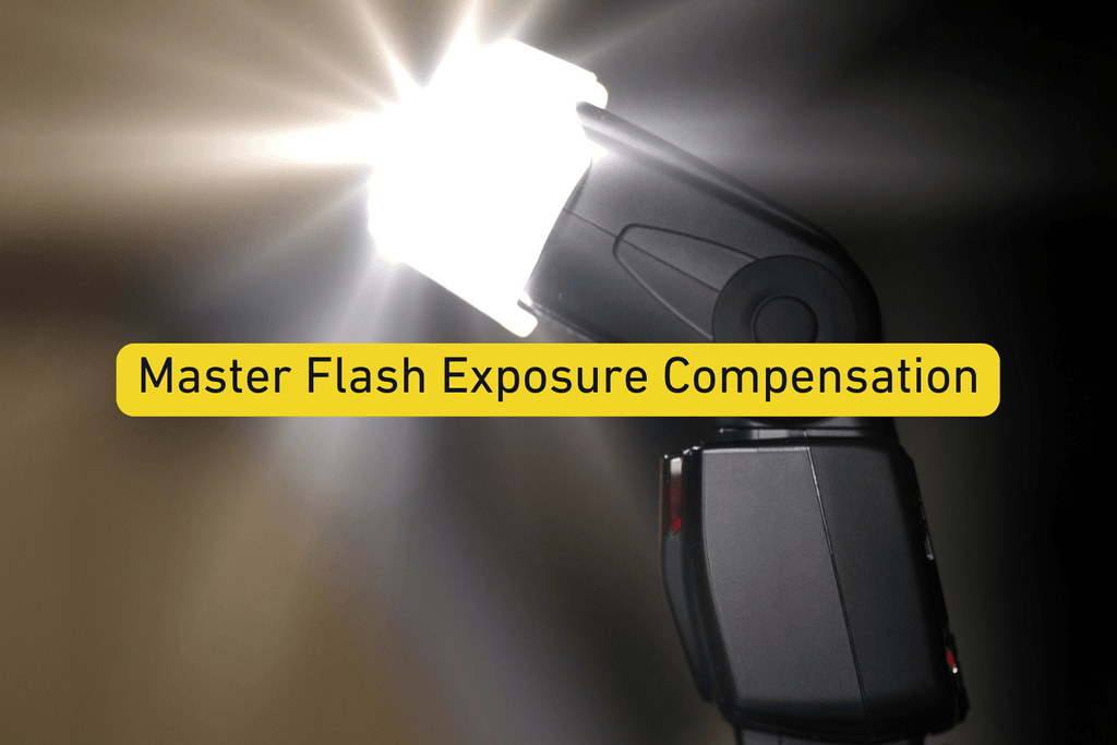 photo of camera flash in action with Master Flash Exposure Compensation text overlay