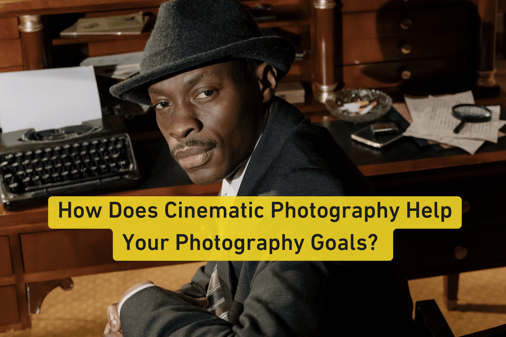 Black male detective turned around looking towards a camera while sitting at a desk