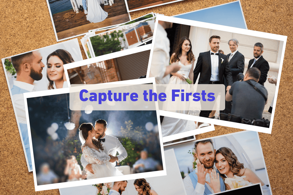 collage of photos arranged on a bulletin board with capture the firsts overlay