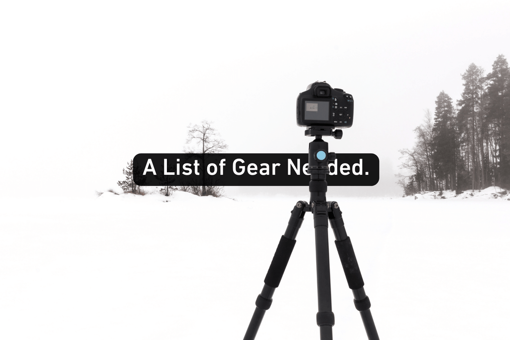 camera on a tripod in a snowy environment