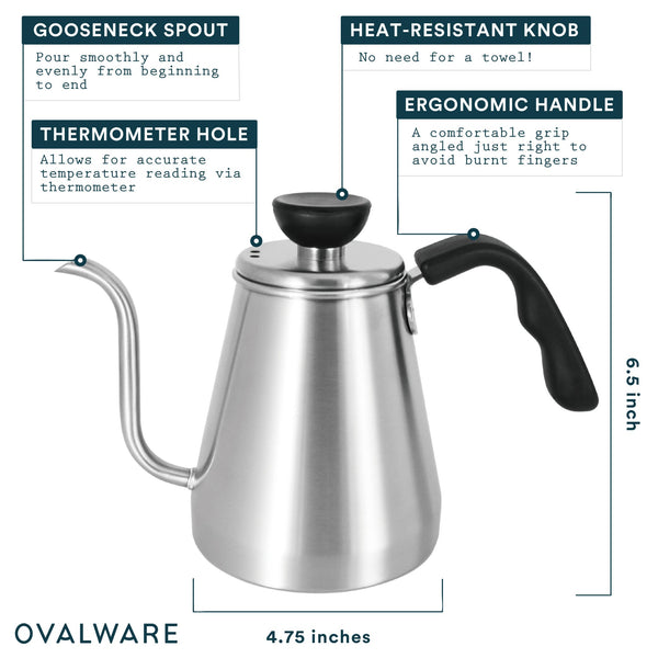 OVALWARE specialty coffee equipment gooseneck stainless steel pour over kettle