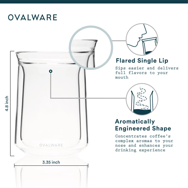 OVALWARE specialty coffee equipment double wall tasting glass specs
