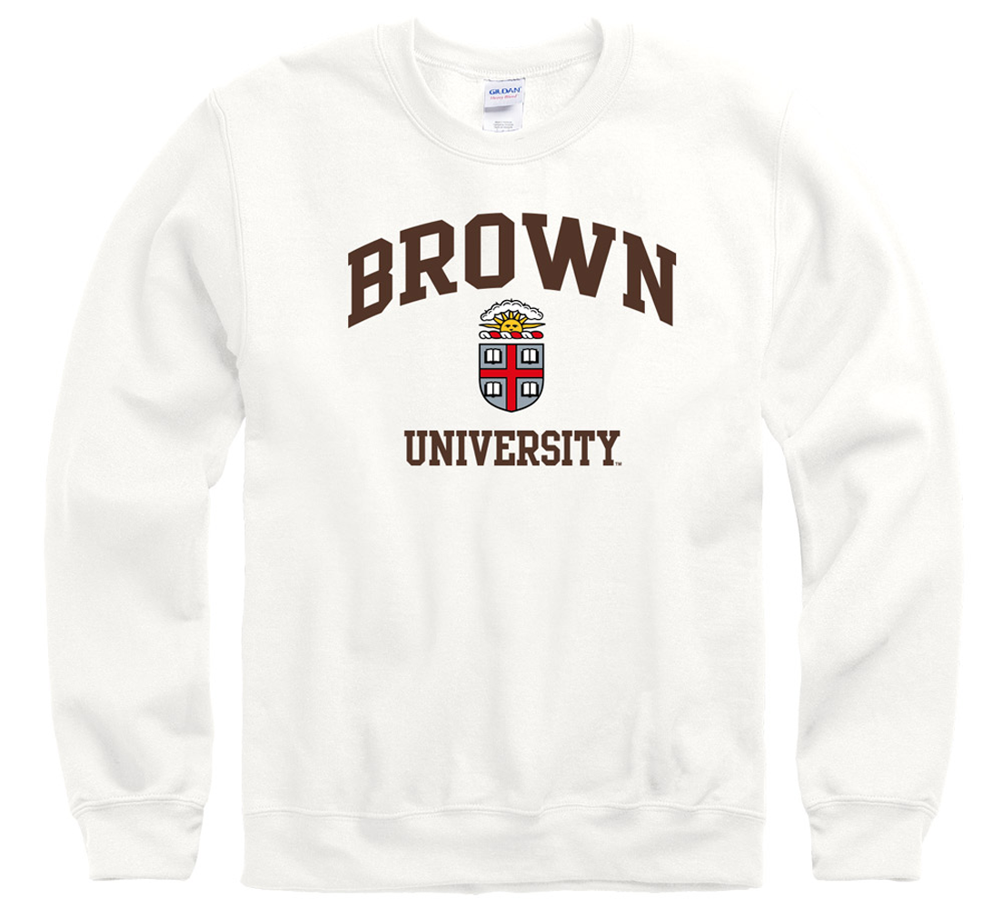 Brown University Men's Crew-Neck Sweatshirt-White